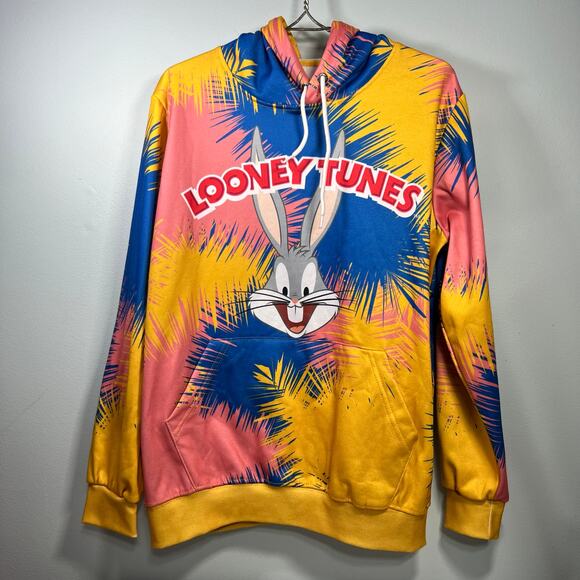 Looney Tunes Mens Size Large Bugs Bunny Hoodie Sylvester Tweety Fleece Lined - Picture 1 of 10